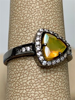 *Кольцо р.19 Желтый Опал арт. К1147Ю/Ag-617/5-704 вес 2,19 г - фото 243963