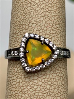 *Кольцо р.19 Желтый Опал арт. К1147Ю/Ag-617/5-704 вес 2,19 г - фото 243964