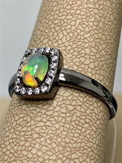 *Кольцо р.20 Опал Эфиопия арт. К1146Ю/Ag-617/5-480 вес 1,93 г - фото 244045