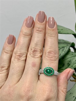 *Кольцо р.18,5 Микс Зеленый Опал Зеленый Агат арт. К1141Ю/Ag-617/5/10-633 вес 2,79 г - фото 244078