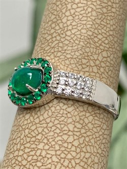 *Кольцо р.18,5 Микс Зеленый Опал Зеленый Агат арт. К1141Ю/Ag-617/5/10-633 вес 2,79 г - фото 244084