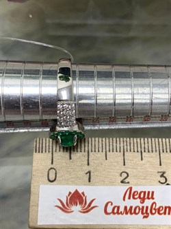 *Кольцо р.19 Микс Зеленый Опал Зеленый Агат арт. К1141Ю/Ag-617/5/10-322 вес 2,85 г - фото 244093