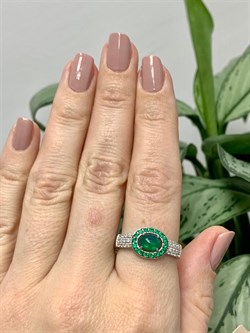 *Кольцо р.19,5 Микс Зеленый Опал Зеленый Агат арт. К1141Ю/Ag-617/5/10-315 вес 3 г - фото 244118