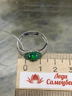 *Кольцо р.19,5 Микс Зеленый Опал Зеленый Агат арт. К1141Ю/Ag-617/5/10-315 вес 3 г - фото 244122