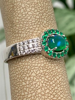 *Кольцо р.19,5 Микс Зеленый Опал Зеленый Агат арт. К1141Ю/Ag-617/5/10-315 вес 3 г - фото 244126