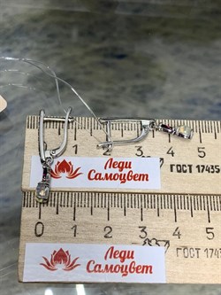 *Серьги Микс Опал Родолит Шпинель арт. С1375Ю/Ag-657/59-994 вес 2,87 г - фото 244301