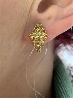 *Серьги Цитрин Урал арт. С1024Ю/Ag-607/12-652-1 вес 3,1 г - фото 244369