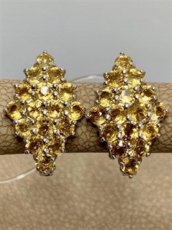 *Серьги Цитрин Урал арт. С1024Ю/Ag-607/12-652-1 вес 3,1 г - фото 244373