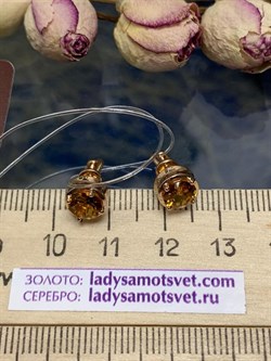 *Пусеты Цитрин Урал арт. С01350/Ag-607/12ПОЗ-997 вес 2,41 г - фото 244462