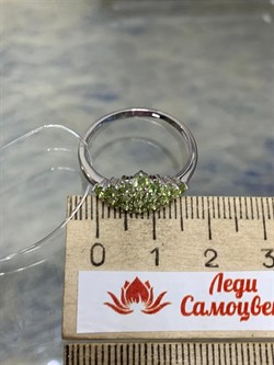 *Кольцо р.19,5 Хризолит Мурманск арт. К1024Ю/Ag-607/15-013 вес 2,32 г - фото 244557