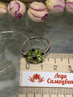 *Кольцо р.17,5 Орхидея Хризолит арт. К1154Ю/Ag-609/1/15-564 вес 3,11 г - фото 244638