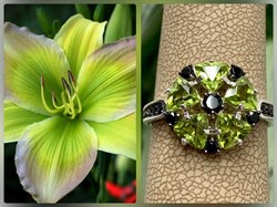 *Кольцо р.18 Орхидея Хризолит арт. К1154Ю/Ag-609/1/15-492 вес 3,18 г - фото 244656