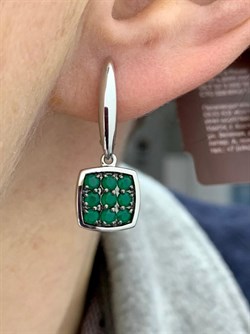 *Серьги Зеленый Агат арт. С1056/Ag-607/10-735 вес 3,73 г - фото 244677