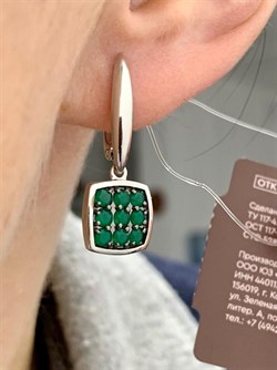*Серьги Зеленый Агат арт. С1056/Ag-607/10-735 вес 3,73 г - фото 244678