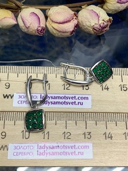 *Серьги Зеленый Агат арт. С1056/Ag-607/10-735 вес 3,73 г - фото 244679