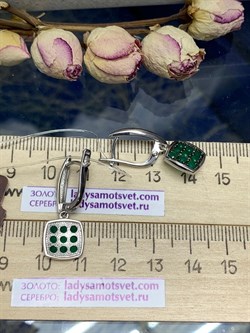 *Серьги Зеленый Агат арт. С1056/Ag-607/10-735 вес 3,73 г - фото 244680