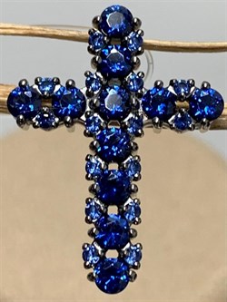 *Подвеска Синий Ситалл арт. П1065/Ag-610/77-085 вес 2,42 г - фото 244773