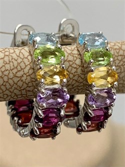 *Серьги Конго Орхидея Радуга Микс арт. С1022Ю/Ag-607/в3-206-1 вес 5,3 г - фото 244883