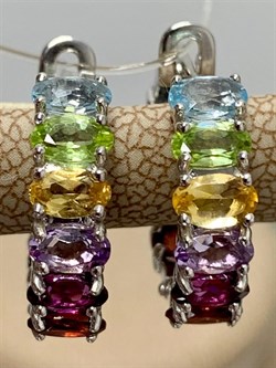 *Серьги Конго Орхидея Радуга Микс арт. С1022Ю/Ag-607/в3-206-1 вес 5,3 г - фото 244885