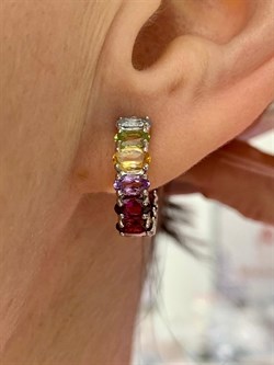 *Серьги Конго Орхидея Радуга Микс арт. С1022Ю/Ag-607/в3-206-1 вес 5,3 г - фото 244896