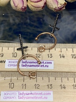 *Серьги Пусеты Трансформер Черная Шпинель арт. С01271/Ag-607/1ПОЗ-042 вес 3,23 г - фото 244899