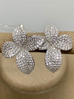 *Серьги Белый Фианит Микро Вставки арт. CZ-E01803-X-W-X-X-W-182 вес 5 г - фото 245059