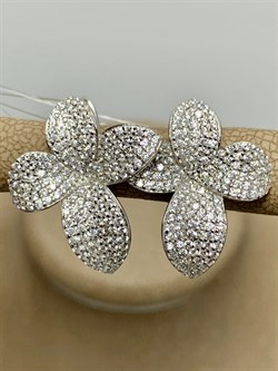 *Серьги Белый Фианит Микро Вставки арт. CZ-E01803-X-W-X-X-W-182 вес 5 г - фото 245060