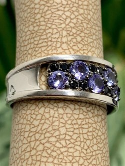 *Кольцо р.17,5 Орхидея Микс Танзанит Шпинель арт. К1010Ю/Ag-607/1/8-792 вес 2,95 г - фото 245100