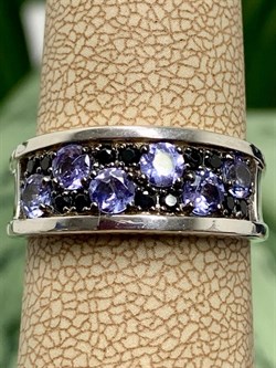 *Кольцо р.17,5 Орхидея Микс Танзанит Шпинель арт. К1010Ю/Ag-607/1/8-792 вес 2,95 г - фото 245101