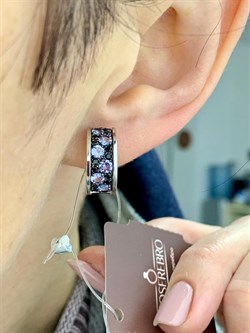 *Серьги Орхидея Микс Танзанит Шпинель арт. С1010Ю/Ag-607/1/8-846 вес 4,18 г - фото 245123