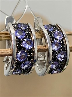 *Серьги Орхидея Микс Танзанит Шпинель арт. С1010Ю/Ag-607/1/8-846 вес 4,18 г - фото 245126