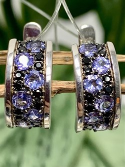 *Серьги Орхидея Микс Танзанит Шпинель арт. С1010Ю/Ag-607/1/8-846 вес 4,18 г - фото 245127