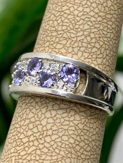 *Кольцо р.16,5 Орхидея Танзанит Африка арт. К1010Ю/Ag-618-396 вес 2,96 г - фото 245141