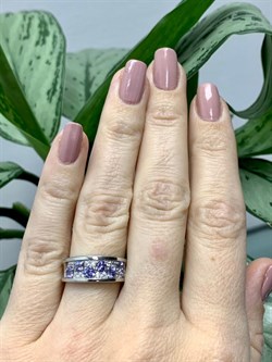 *Кольцо р.17 Орхидея Танзанит Африка арт. К1010Ю/Ag-618-663 вес 2,95 г - фото 245151