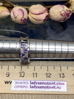 *Кольцо р.17 Орхидея Танзанит Африка арт. К1010Ю/Ag-618-663 вес 2,95 г - фото 245156