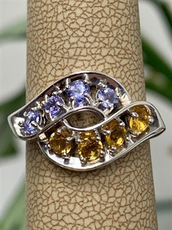 *Кольцо р.17 Орхидея Микс Танзанит Цитрин арт. К1228Ю/Ag-607/8/12-540 вес 2,92 г - фото 245269