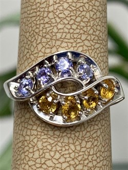 *Кольцо р.17,5 Орхидея Микс Танзанит Цитрин арт. К1228Ю/Ag-607/8/12-557 вес 2,86 г - фото 245280