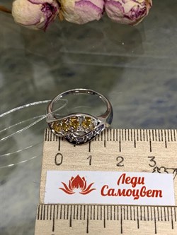 *Кольцо р.18,5 Орхидея Микс Танзанит Цитрин арт. К1228Ю/Ag-607/8/12-625 вес 2,91 г - фото 245288