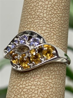 *Кольцо р.18,5 Орхидея Микс Танзанит Цитрин арт. К1228Ю/Ag-607/8/12-625 вес 2,91 г - фото 245291