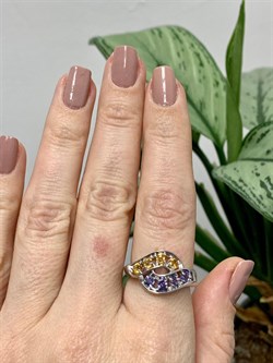 *Кольцо р.18,5 Орхидея Микс Танзанит Цитрин арт. К1228Ю/Ag-607/8/12-625 вес 2,91 г - фото 245293