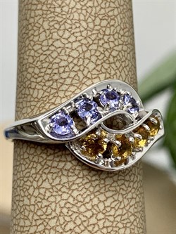 *Кольцо р.19,5 Орхидея Микс Танзанит Цитрин арт. К1228Ю/Ag-607/8/12-926 вес 3,07 г - фото 245318