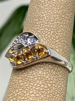 *Кольцо р.19,5 Орхидея Микс Танзанит Цитрин арт. К1228Ю/Ag-607/8/12-926 вес 3,07 г - фото 245325