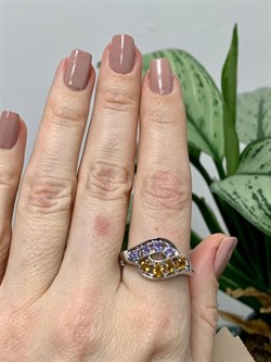 *Кольцо р.20 Орхидея Микс Танзанит Цитрин арт. К1228Ю/Ag-607/8/12-971 вес 3,26 г - фото 245337