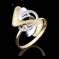 *Кольцо р.17 Белый Фианит цв  Лимонное, Белое арт. 01-5065-00-401-1121-48-611 (вес 2,5 г) - фото 24536