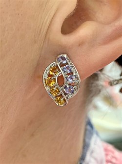*Серьги Орхидея Микс Танзанит Цитрин арт. С1228Ю/Ag-607/8/12-929 вес 5,17 г - фото 245464 *Серьги Орхидея Микс Танзанит Цитрин арт. С1228Ю/Ag-607/8/12-929 вес 5,17 г - фото 245464