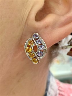 *Серьги Орхидея Микс Танзанит Цитрин арт. С1228Ю/Ag-607/8/12-929 вес 5,17 г - фото 245465 *Серьги Орхидея Микс Танзанит Цитрин арт. С1228Ю/Ag-607/8/12-929 вес 5,17 г - фото 245465