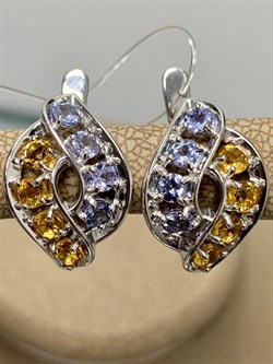 *Серьги Орхидея Микс Танзанит Цитрин арт. С1228Ю/Ag-607/8/12-929 вес 5,17 г - фото 245467 *Серьги Орхидея Микс Танзанит Цитрин арт. С1228Ю/Ag-607/8/12-929 вес 5,17 г - фото 245467