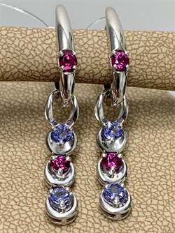 *Серьги Трансформер Орхидея Микс Танзанит Родолит арт. С1013Ю/Ag-607/8/9-705 вес 4,33 г - фото 245521 *Серьги Трансформер Орхидея Микс Танзанит Родолит арт. С1013Ю/Ag-607/8/9-705 вес 4,33 г - фото 245521