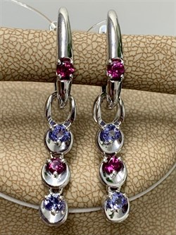 *Серьги Трансформер Орхидея Микс Танзанит Родолит арт. С1013Ю/Ag-607/8/9-705 вес 4,33 г - фото 245525 *Серьги Трансформер Орхидея Микс Танзанит Родолит арт. С1013Ю/Ag-607/8/9-705 вес 4,33 г - фото 245525