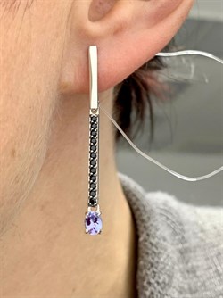 *Серьги Орхидея Микс Танзанит Шпинель арт. С1062/Ag-607/1/8-431 вес 3,62 г - фото 245528